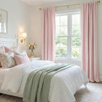 100% Blackout Shield Soft Pink Linen Blackout Curtains for Bedroom 96 Inches Long, Back Tab/Rod Pocket Living Room Drapes, Thermal Insulated Blackout Curtains 2 Panels Set, 50" W x 96" L