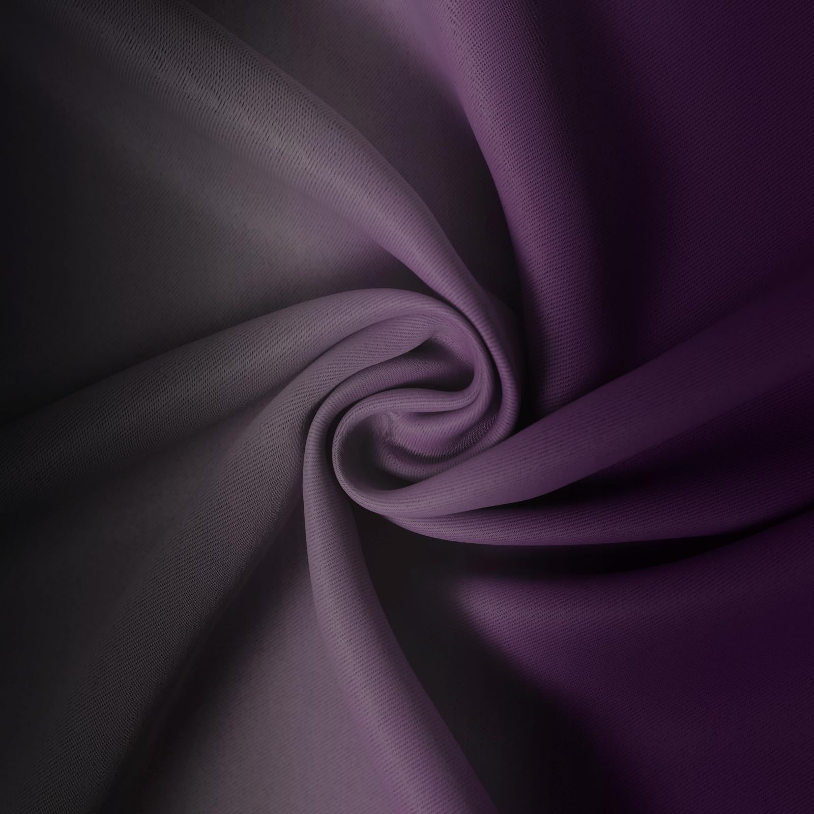 Yakamok Blackout Ombre Purple and Black Curtains for Bedroom, Gradient Room Darkening Curtains, Grommet Thermal Insulated Light Blocking Window Drapes/Curtain for Living Room,52 x 63 Inch,2 Panels