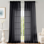 OWENIE Extra Long Black Sheer Curtains 144 inch 2 Panels Set, Translucent Backdrop Window Scarf Drapes for Canopy Bed/Wedding/Living Room/Anniversary, 12FT Length, Each 59Wx144L in, 2PCS