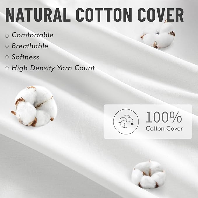 MIULEE 26x26 Pillow Inserts,Set of 4 100% Virgin Microfiber with Cotton Cover Throw Pillows for Couch Sofa and Bed