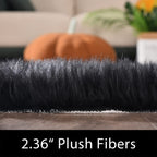 Latepis Black Runner 2x5 Washable Rug Faux Sheepskin Bedroom Rug Soft Fluffy Fur Rugs for Sofa Cover Cushion Room Décor, Runner