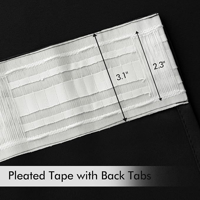 MIULEE Black Back Tab Blackout Curtains 96 Inch Length 2 Panels Set for Living Room Bedroom, Halloween Rod Pocket/Pinch Pleat Thermal Insulated Room Darkening Pleated Light Blocking Drapes, W66 x L96