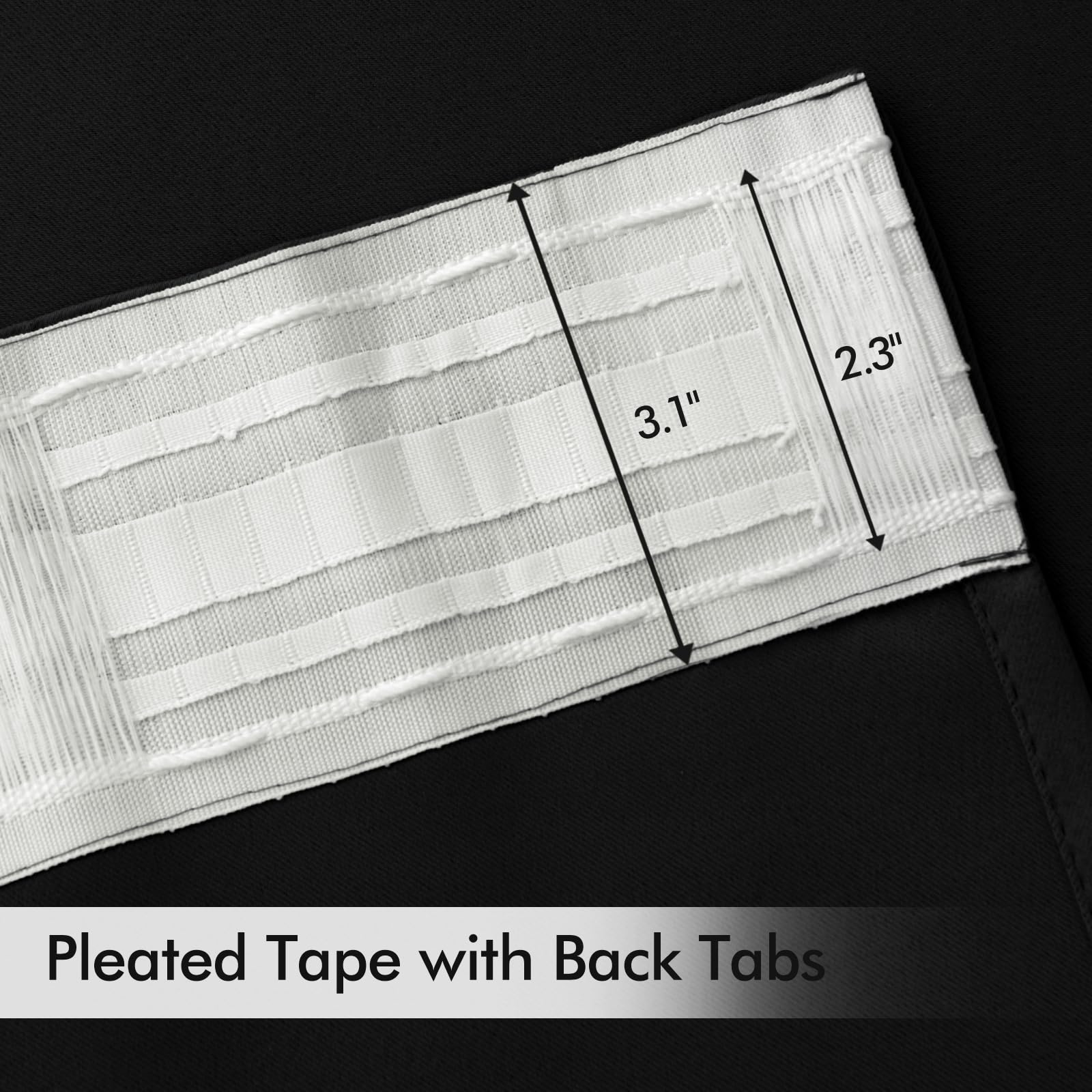 MIULEE Black Back Tab Blackout Curtains 52x94 Inch Long 2 Panels Set
