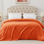 Exclusivo Mezcla Soft Fleece Blanket Twin Size for Bed, Burnt Orange