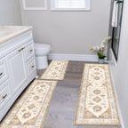 HEBE Boho Kitchen Rugs Set of 3, Non Slip Washable Kitchen Mats for Floor