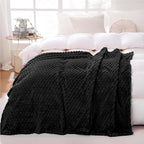 Puncuntex Black Throw Blanket 50"×60" inches Fuzzy 3D Jacquard Decorative Flannel Fleece Super Soft Plush Cozy Blanket for Couch Sofa Chair Lightweight