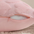 decorUhome Valentine’s Day Soft Plush Throw Pillow Covers 20x20 Inch Set of 2, Faux Fur Pink Heart Decoration Neutral Square Pillow Covers for Couch Sofa Bed Cozy Farmhouse Holiday Decor