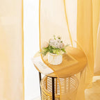 MIULEE 2 Panels Solid Color Sheer Window Curtains Elegant Window Voile Fall Panels/Drapes/Treatment for Bedroom Living Room (54X90 Inches Gold)