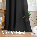 H.VERSAILTEX Living Room Linen Curtains Home Decorative Nickel Grommet Curtains Privacy Added Energy Saving Light Filtering Window Treatments Panels for Bedroom, Heather Black, 2 Panels, 52 x 63 Inch
