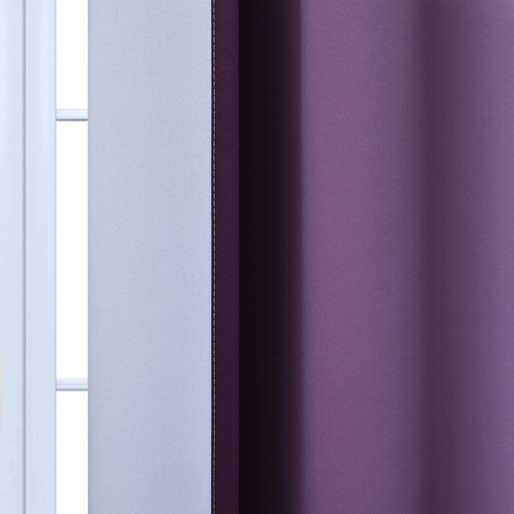 Yakamok Ombre Curtains Purple and Greyish White for Living Room,52Wx84L