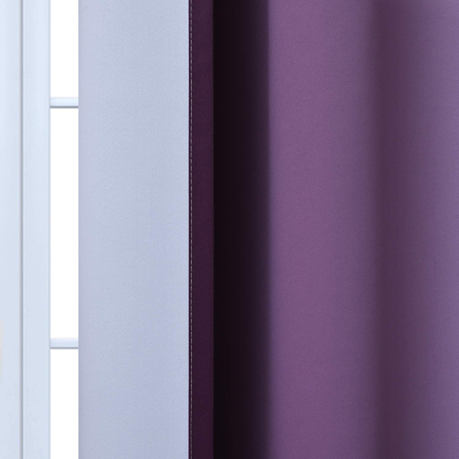 Yakamok Ombre Curtains Purple and Greyish White for Living Room,52Wx84L