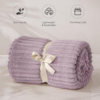 BEDELITE Fleece Blanket Twin Size – 3D Ribbed Jacquard Soft and Warm Decorative Fuzzy Blankets – Cozy, Fluffy, Plush Lightweight Throw Blankets for Couch, Bed, Sofa(Dusky Violet, 60x80 inches)