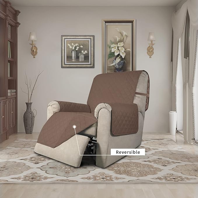 Easy-Going Reversible Couch Cover, Recliner 22 in, Brown/Brown