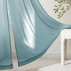 MIULEE Dusty Blue Sheer Curtains 96 Inches Long 4 Panels 42 x 96 Inches