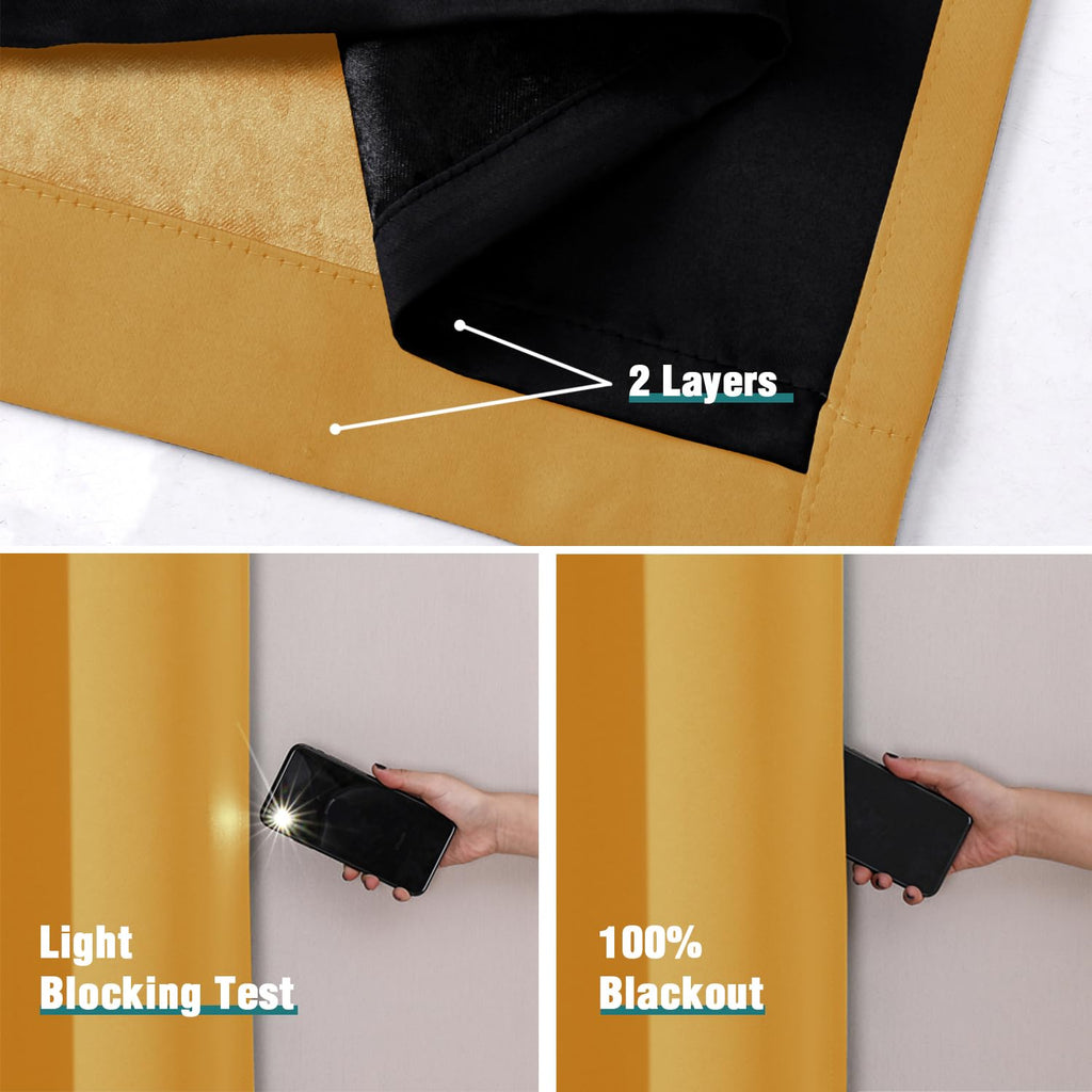 ChrisDowa 100% Blackout Curtains for Bedroom 80 Inches Long 2 Panels Set