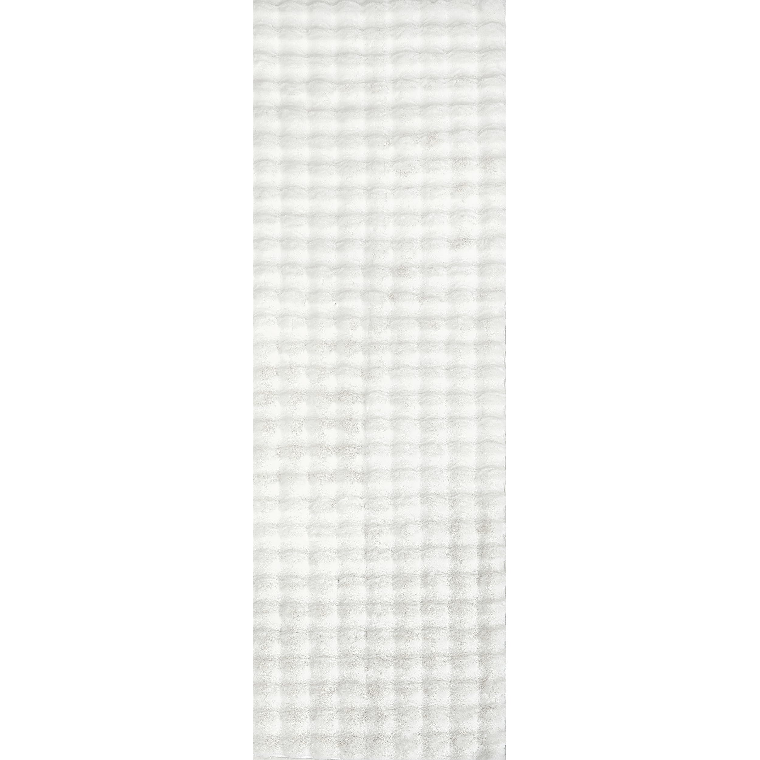 nuLOOM Jeni Off White Checkered Washable Runner Rug, 2' x 8'