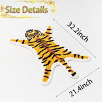 Tiger Print Rug, Animal Printed Small Area Rugs Faux Cowhide Skin Leather Nonslip Personalized Bath Rug Cartoon Carpet Bedroom Office Livingroom Floor Mat 32.2inx21.4in Yellow