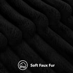 decorUhome Cozy Faux Fur Throw Pillow Covers 12x20 Set of 2 Decorative Soft Plush Striped Lumbar Modern Farmhouse Boho Couch Pillow Cases with Velvet Back for Sofa Bed Living Room, Black