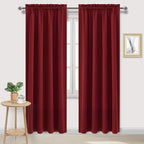DWCN Christmas Blackout Curtains Room Darkening Thermal Insulated Bedroom Curtains Window Curtain Panels, 38 x 84 inches Long, Set of 2 Burgundy Rod Pocket Drapes