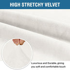 H.VERSAILTEX Stretch Velvet Sofa Covers Large Couch Covers Sofa Slipcovers Furniture Protector with Non Slip Elastic Bottom, Feature Thick Comfy Rich Velour (Extra Wide Sofa 98"-105", Porcelain White)