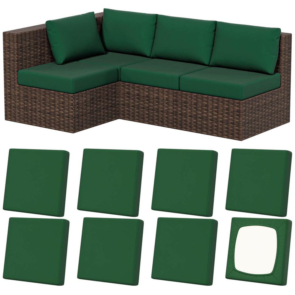 8Pcs Outdoor Cushion Covers, Stretch Patio Furniture Couch Chair Slipcovers