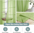 Sheer Curtains 63 Inch Length 2 Panels, Soft Voile Sheer Curtains for Christmas, Breathable Light Filtering Window Treatments, Dual Rod Pocket Panels, Lime, 2x42Wx63L Inches