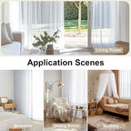 OWENIE White Sheer Curtains 96 Inches Long, Elegant Sheer Curtains for Bedroom, Window Voile Sheer Curtain Panels/Drapes/Treatment for Living Room, 2Pcs, Each 42" W x 96" L