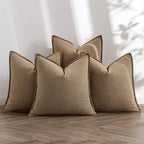 MIULEE Beige Boho Linen Decorative Pillow Covers 24x24 Inch Pack of 4