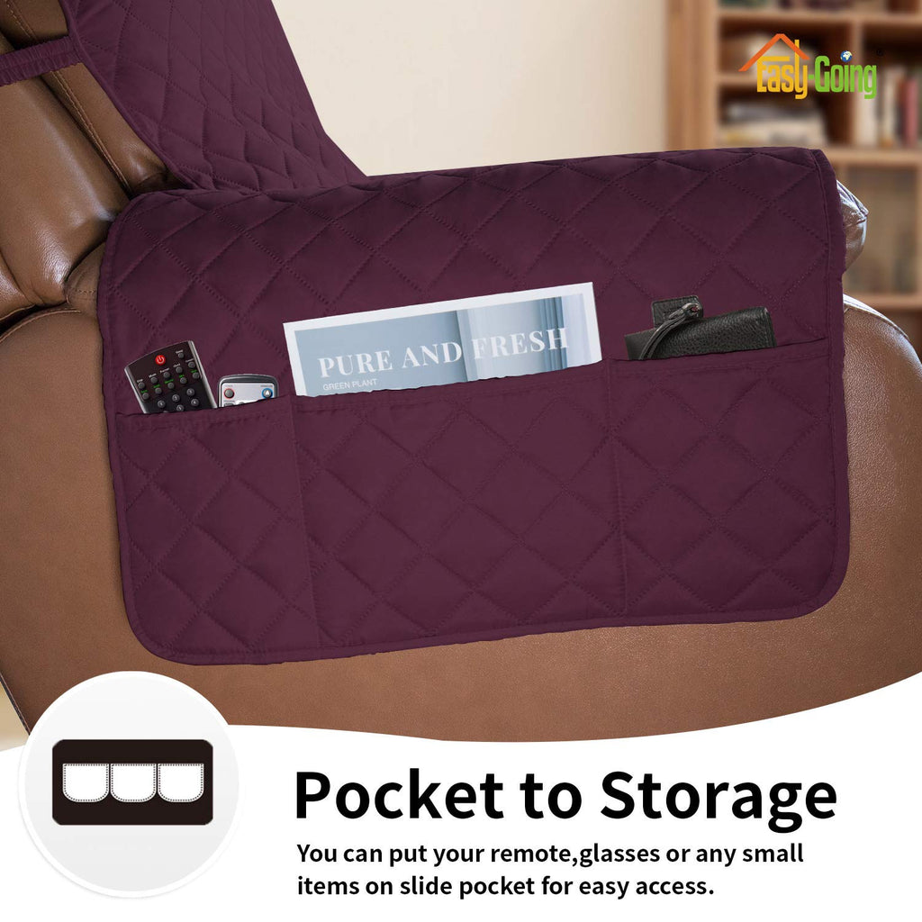 Easy-Going Reversible Couch Cover, Oversized Recliner, Wine/Beige