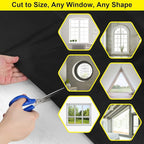 FADOTY 100% Blackout Curtains, Portable Black Out Window Cover Film, Cuttable Blackout Shades Fabric Sheet, No Drill Window Blinds, Sun Heat Light Blocker for Travel Media Dorm Bedroom, 57''W - 2Pack