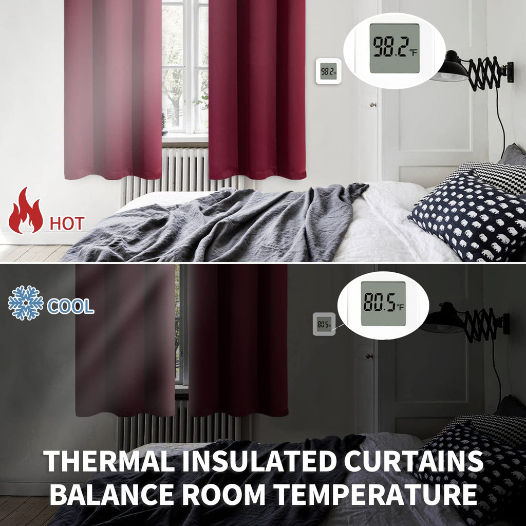 BGment Burgundy Blackout Curtains for Bedroom 63 Inch Long - 2 Panels