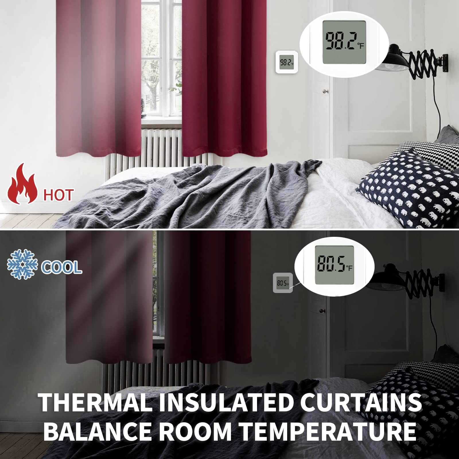 BGment Blackout Curtains - Grommet Thermal Insulated Room Darkening Bedroom and Living Room Curtains, Set of 2 Panels (52 x 120 Inch, Burgundy)