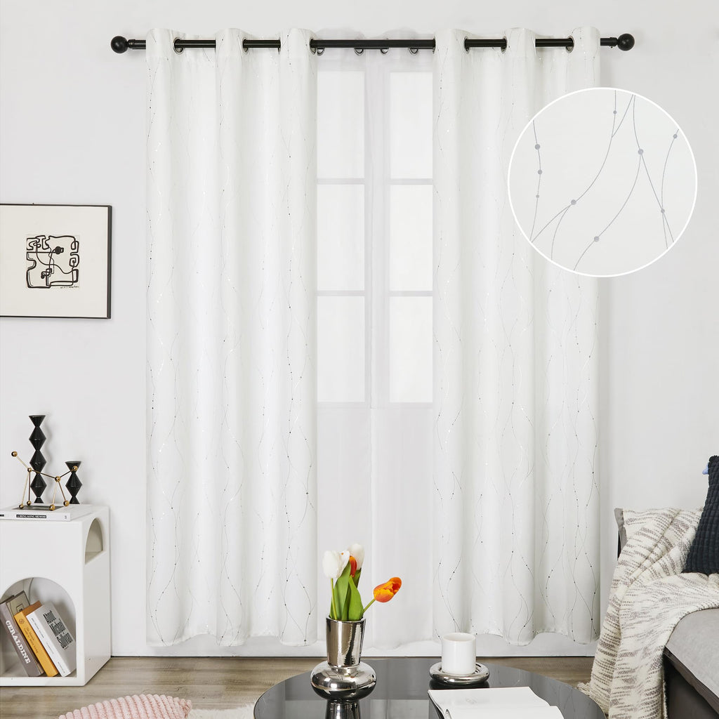 Deconovo Living Room Curtains 84 Inches Long, Blackout Curtains for Bedroom