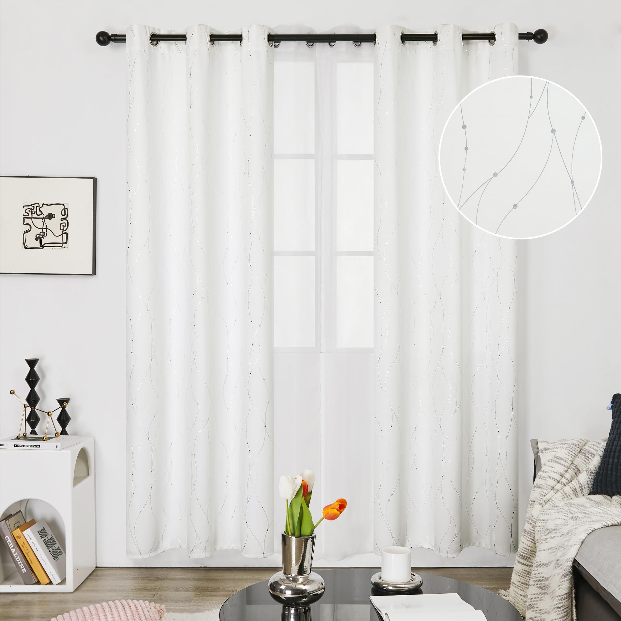 Deconovo Living Room Curtains 84 Inches Long, Blackout Curtains for Bedroom
