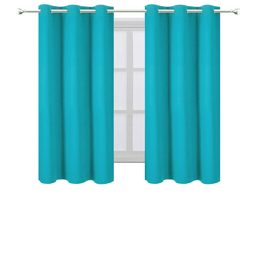 LEMOMO Teal Blackout Curtains 34 x 54 Inch Length/Set of 2 Curtain Panels/Thermal Insulated Room Darkening Blackout Curtains for Bedroom