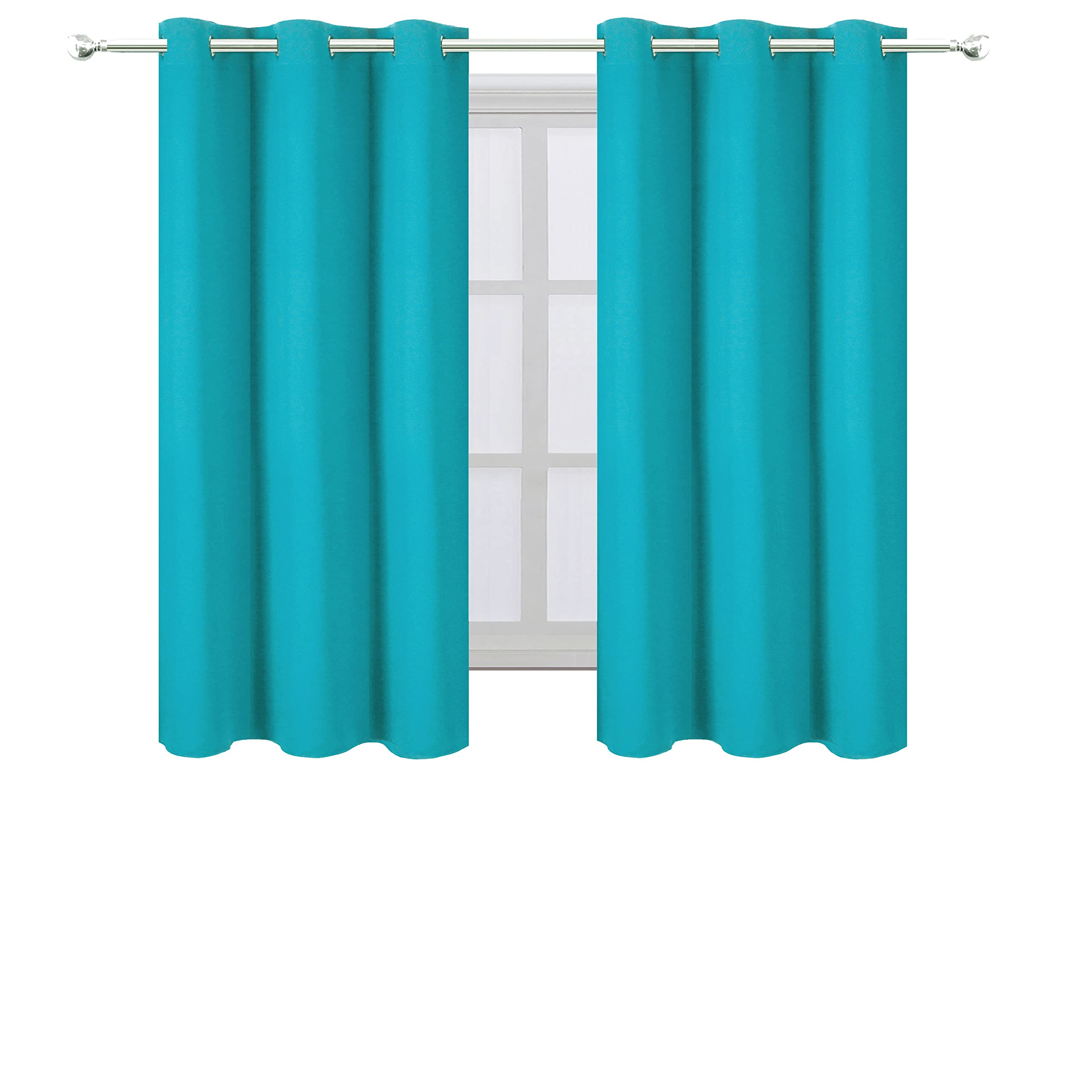 LEMOMO Teal Blackout Curtains 34 x 54 Inch Length/Set of 2 Curtain Panels/Thermal Insulated Room Darkening Blackout Curtains for Bedroom