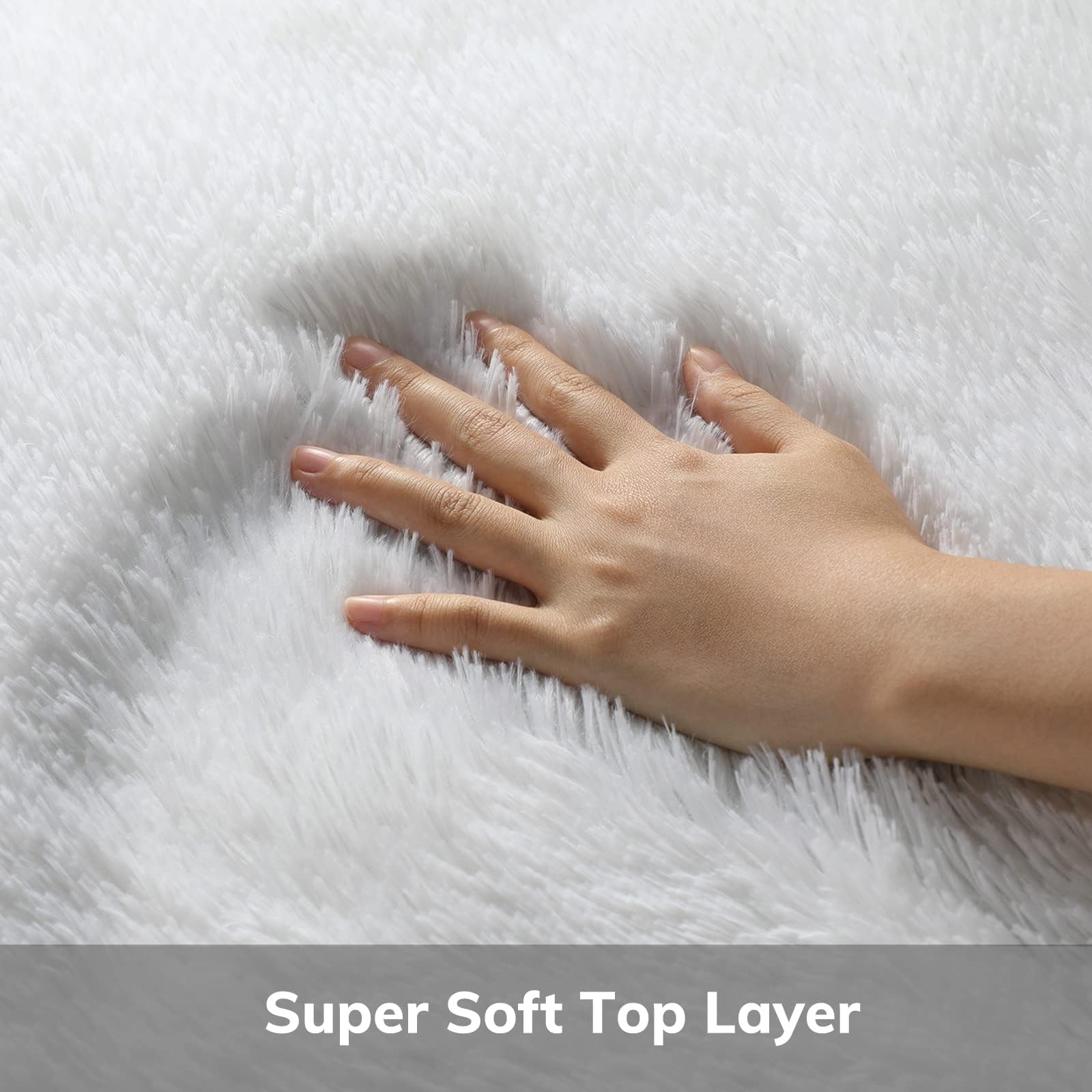 Ophanie Round Rug 5Ft White Circle Area Rug, Aesthetic Room Decor, Fluffy Fuzzy Bedroom Carpet, Plush Soft Shaggy Living Room Rugs for Kids Home Decor, Nursery with Over 99 pcs Pile fibers