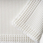 RESARE Waffle Bath Mat for Bathroom, Super Absorbent Bathroom Rugs Non Slip Machine Washable, Ultra Soft Quick Dry Boho Bath Rugs with Tassels for Floor, Upgraded Bordered Design, 18"x30" White