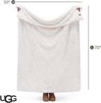 UGG Adalee Faux Fur Throw Blanket for Couch, Cozy Soft Blanket for Bed or Chair, Giftable Fluffy Throw, Machine Washable, Luxury Spring Home Decor, 50-inch x 70-inch, Natural White