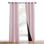 NICETOWN 100% Blackout Window Curtain Panels, Heat and Cold Blocking Drapes with Black Liner for Nursery, 80" Thermal Insulated Draperies (Lavender Pink, 2 Pieces, 37" Wide Each Panel)