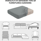 Couch Seat Cushion Covers, Stretch Sofa Cushion Protector Couch Cover for Camper Loveseat Cushion with Elastic Bottom (Medium, Dove Grey)