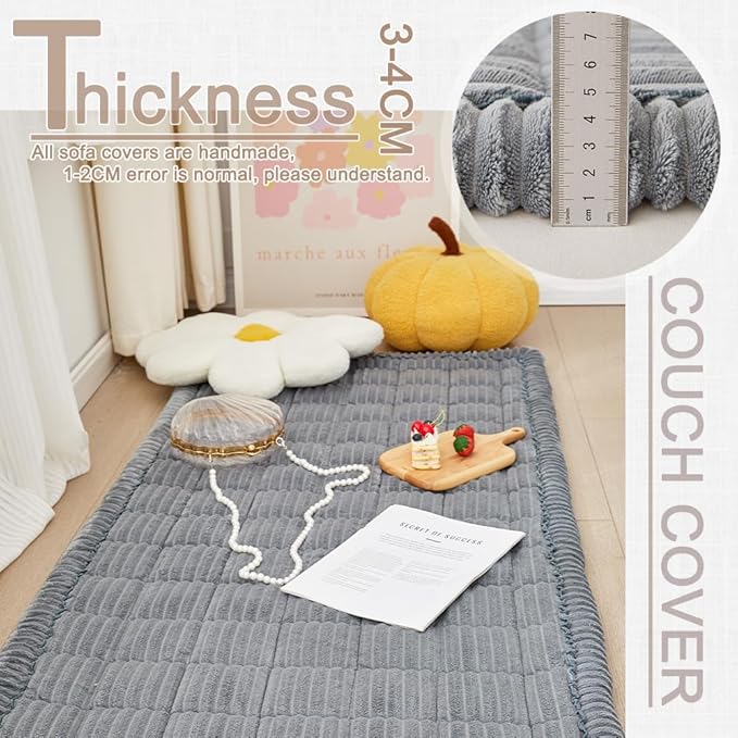 Couch Cover for Dogs Washable, Fuzzy Pet Couch Covers for 3 Cushion Sofa Pet Friendly, Non Slip Sofa Cover (Blue-Grey, 23.6" x 47"/60 x 120cm)