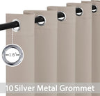 Yakamok Room Darkening Blackout Curtains Thermal Insulated Grommet Curtain Panels for Bedroom, 52W x 63L, Natural, 2 Panels