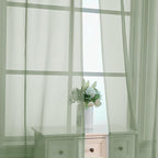 OVZME 2 Pieces Sage Green Sheer Curtains 108" Length for Farmhouse, Light Filtering Window Panel for Living Room Bedroom Dining, Sage Green, Each W42 X L108