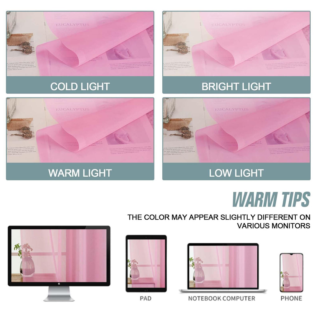 Ebesto Light Pink Window Sheer Curtains 54 inch Length, Soft Airy Light Filtering Sheer Curtain 2 Panels Set, Dual Rod Pocket Gauze Drapes for Living Room Bedroom, 2x42Wx54L Inches