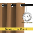 NICETOWN Half Window Curtains for Bedroom - Grommet Modern Thermal Insulated Blackout Window Drapes Sound Reducing for Nursery/Kitchen, Gold Brown, W52 x L54, Set of 2