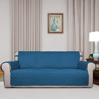 PureFit Reversible Quilted Sofa Cover, Water Resistant Slipcover Furniture Protector, Washable Couch Cover with Non Slip and Elastic Straps for Kids, Pets (Sofa, Peacock Blue/Beige)
