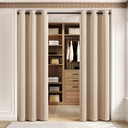 MIULEE Blackout Door Curtain Set of 2, 34 x 80 Inch Beige Thermal Insulated Room Divider Drapes with Grommet Top for Privacy Cover, Living Room, Bedroom, Closet & Temporary Doorway