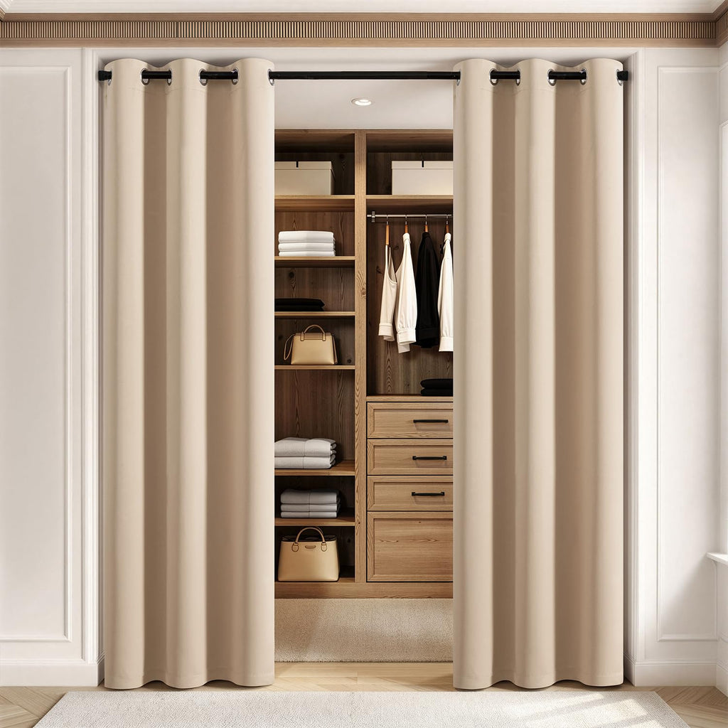 MIULEE Closet Curtain for Open Closet Without Door Grommet Top 34x80 Inches
