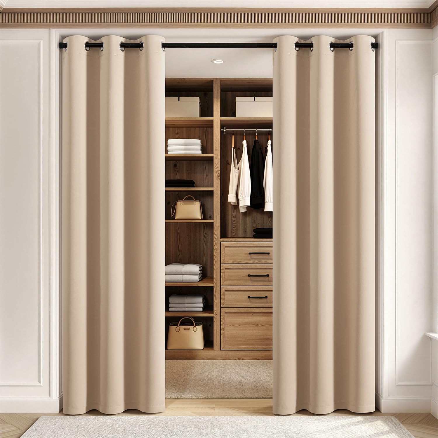 MIULEE Closet Curtain for Open Closet Without Door Grommet Top 34x80 Inches